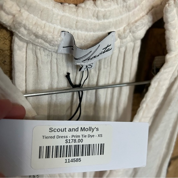 NWT Red Haute White Smocked Gauze Prim Tie Dye Midi Dress Size XS - Picture 2 of 6